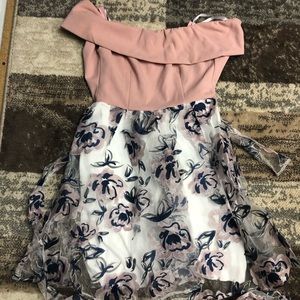 Cute formal pink top and flower bottom dress!!